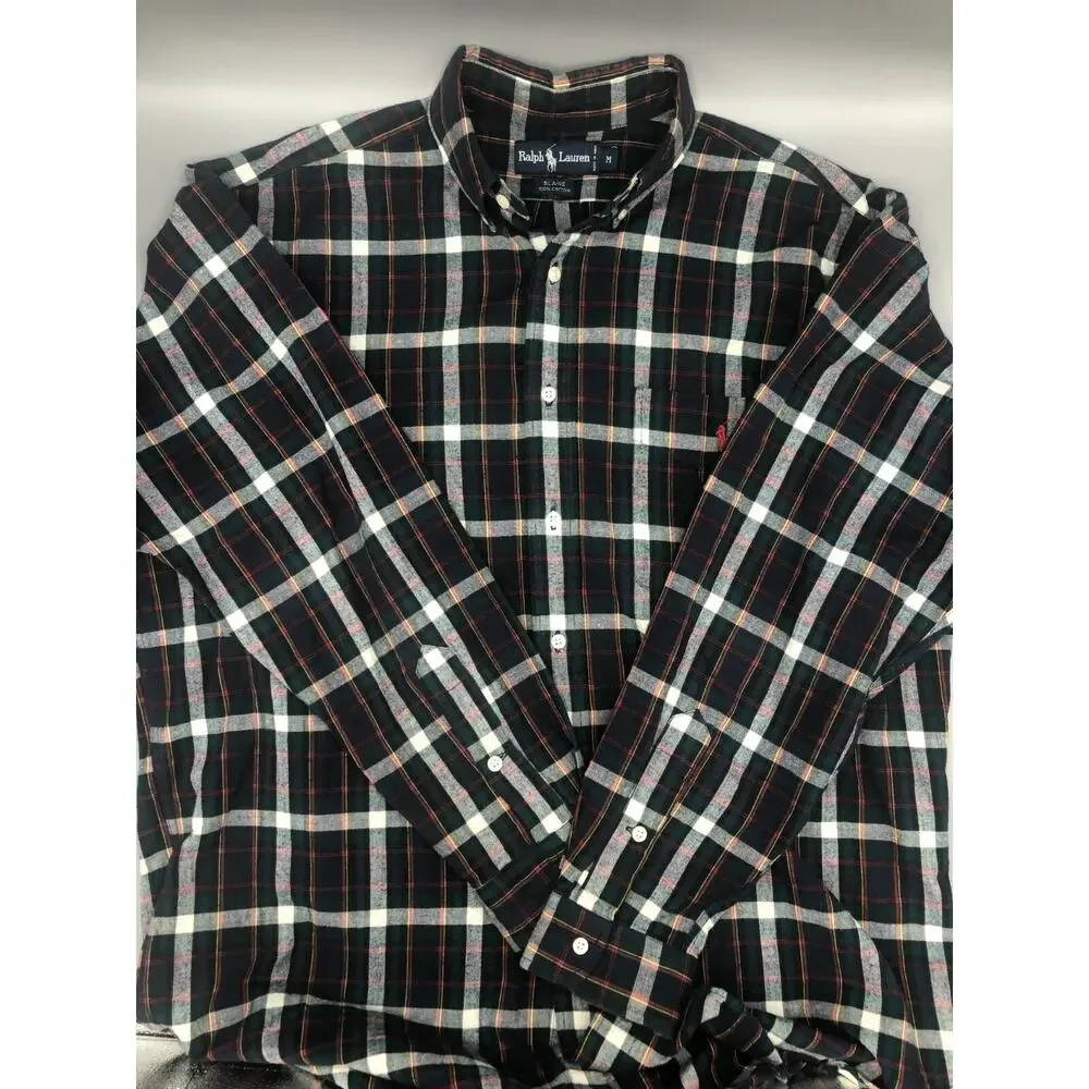 Polo Ralph Lauren Blaire Plaid Button Down Shirt Mens Size Medium Blue Yellow M